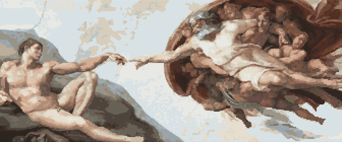 The Creation of Adam Cross Stitch Pattern by Michelangelo