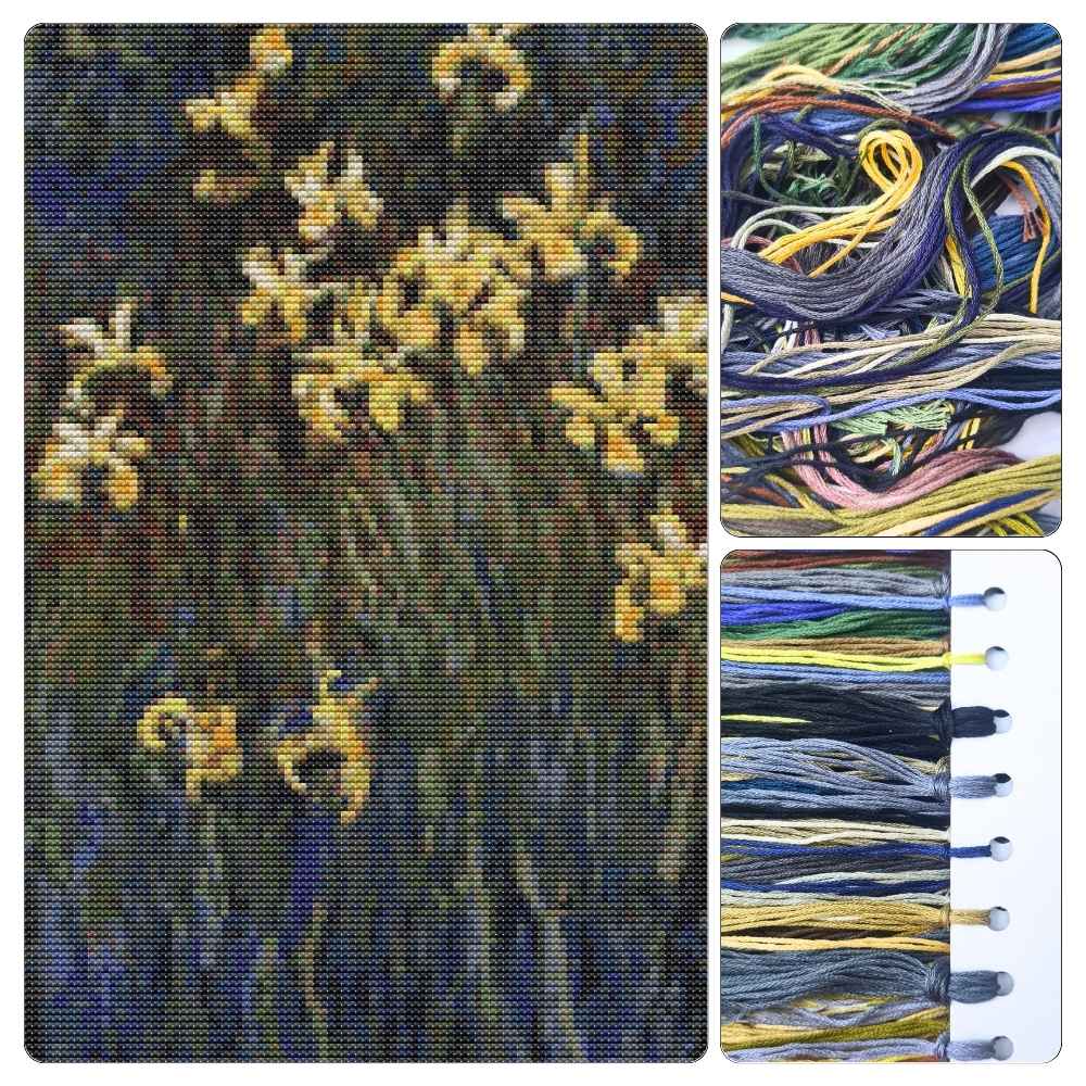 Yellow Irises Cross Stitch Kit - Premium Cross Stitch Kit - Claude Monet