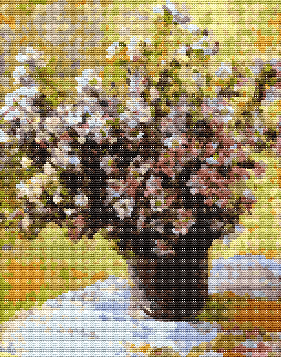 Bouquet of Mallows Cross Stitch Pattern by Claude Monet