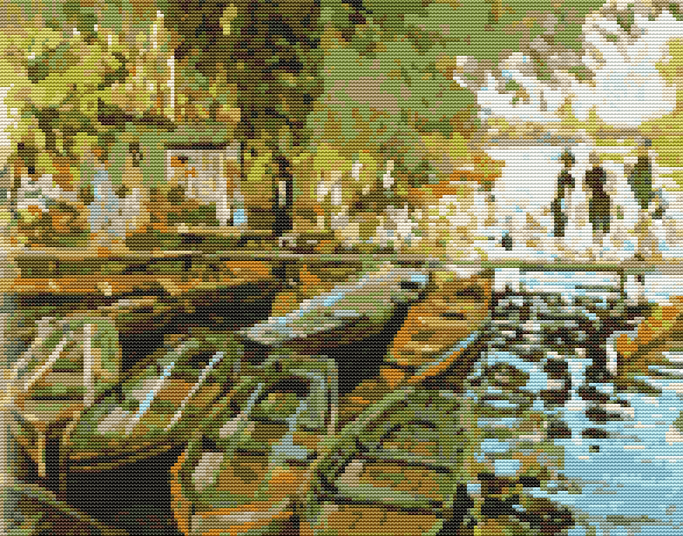 Bathing at La Grenouillere Cross Stitch Pattern by Claude Monet