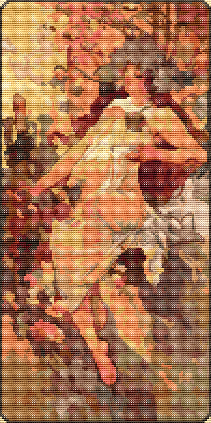 Autumn Cross Stitch Pattern by Alphonse Mucha