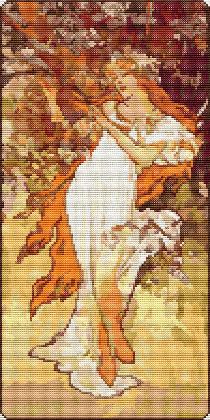 Spring Cross Stitch Pattern by Alphonse Mucha