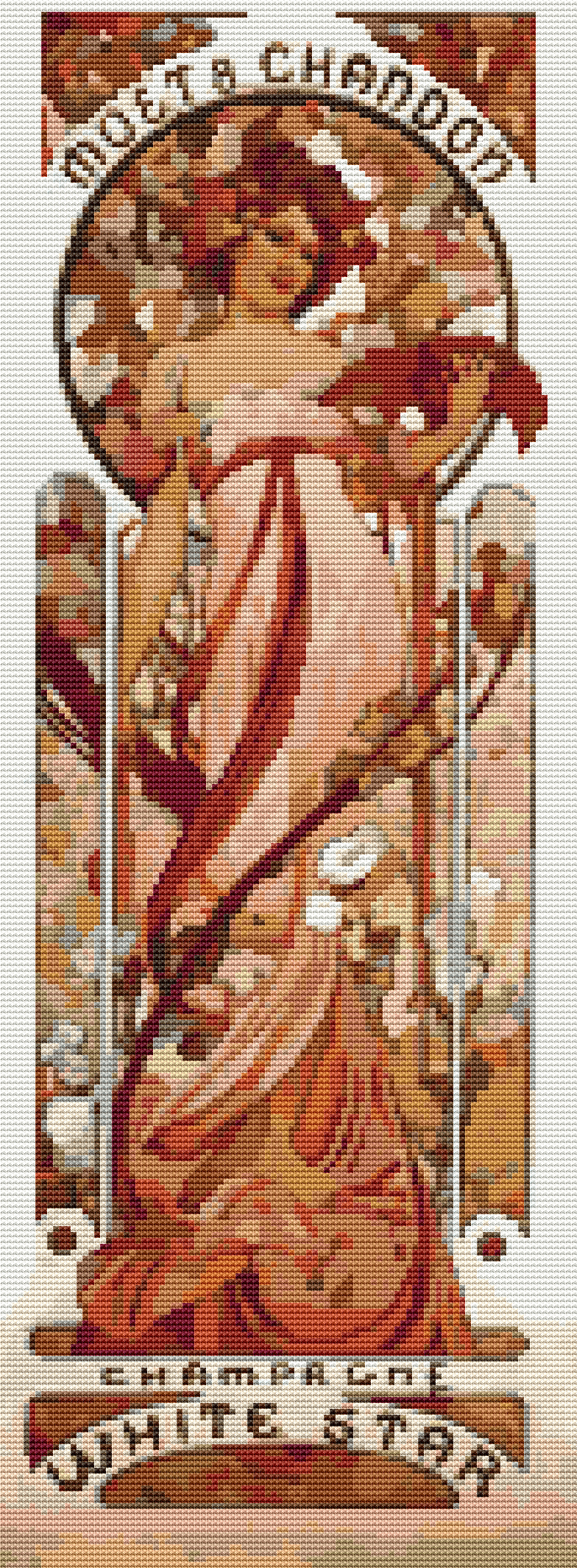 White Star Cross Stitch Pattern by Alphonse Mucha