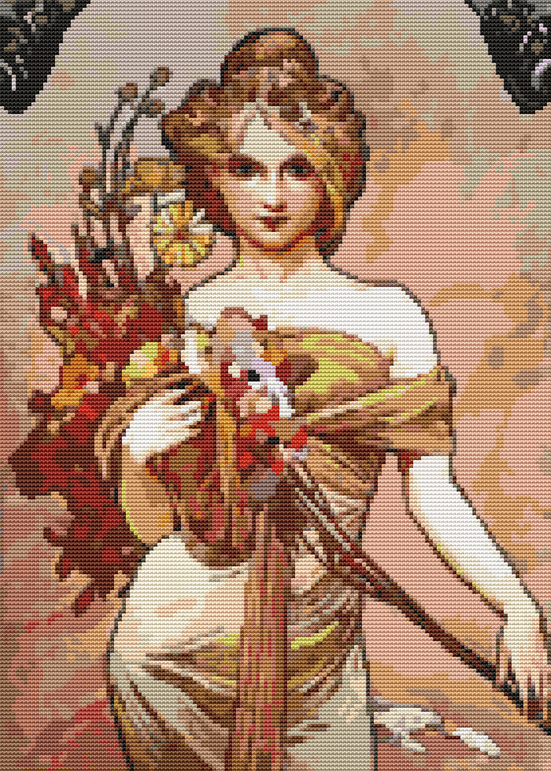 Spring Ellipse Cross Stitch Pattern by Alphonse Mucha