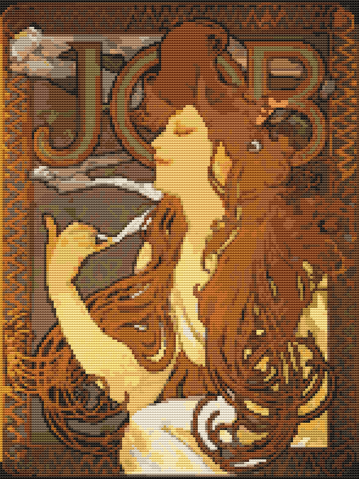 Job Cross Stitch Pattern by Alphonse Mucha