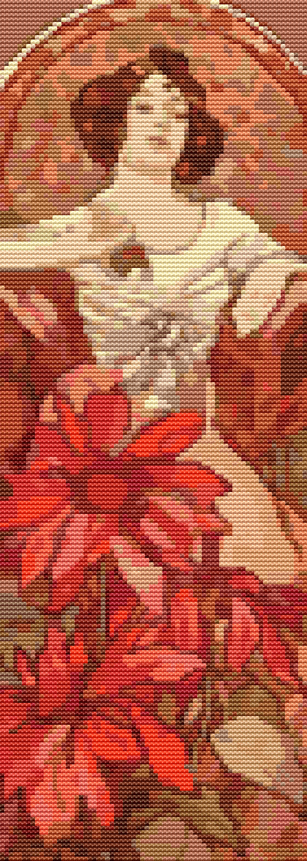 Ruby Cross Stitch Pattern by Alphonse Mucha