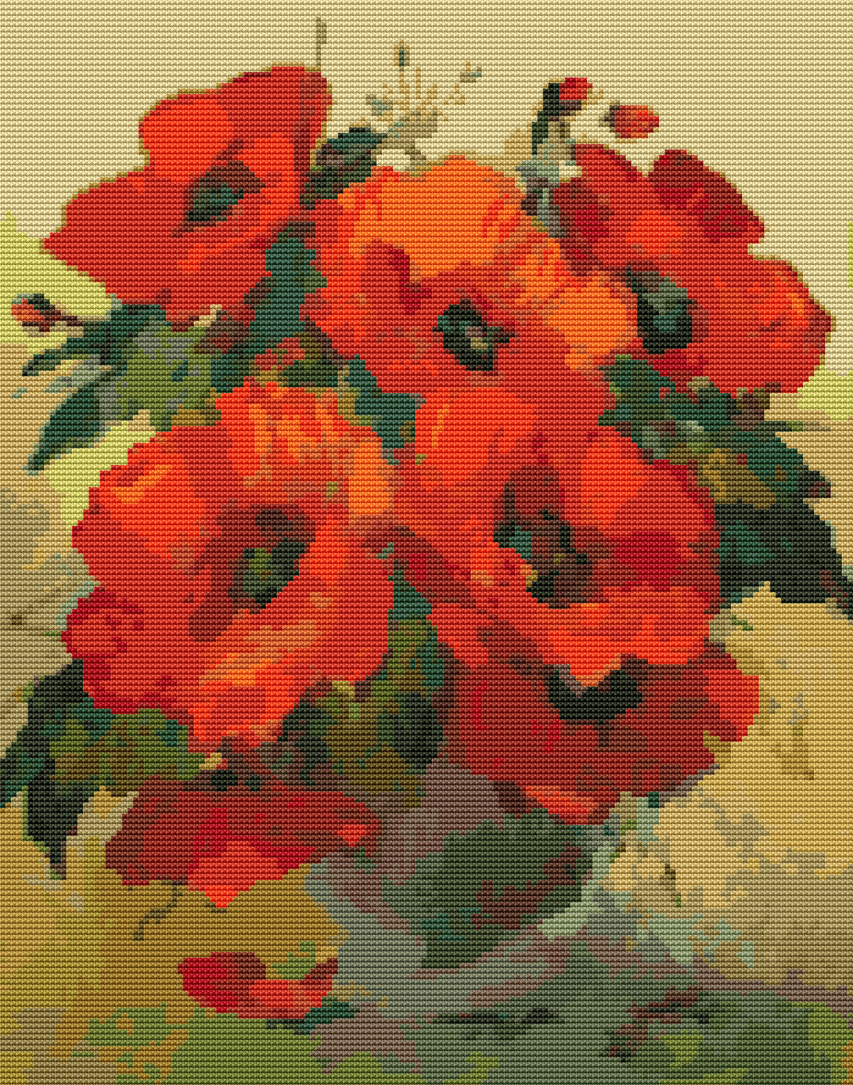 Poppies in a Vase Cross Stitch Pattern by William Jabez Muckley