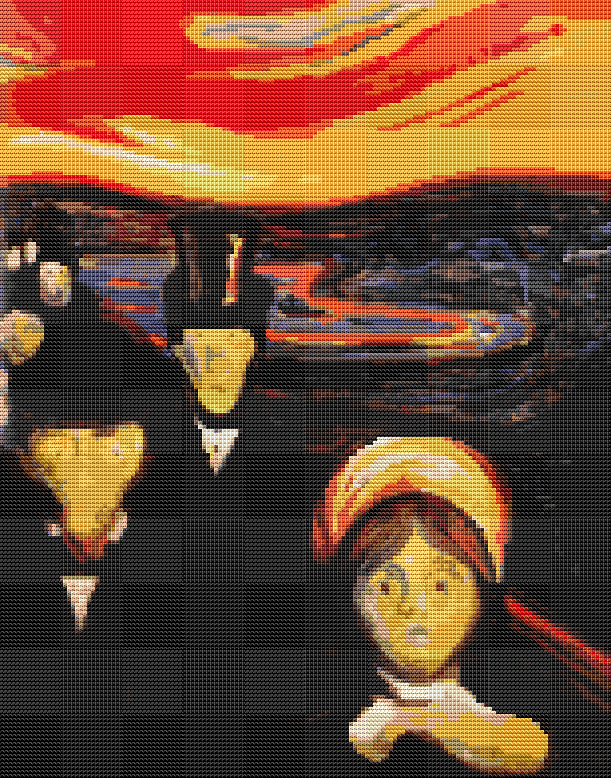 Anxiety Cross Stitch Pattern by Edvard Munch