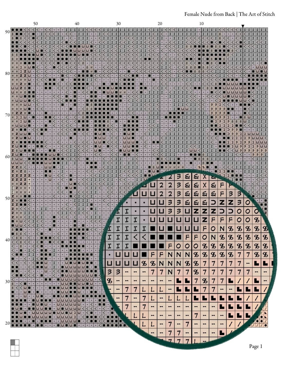 Female Nude from Back Cross Stitch Kit