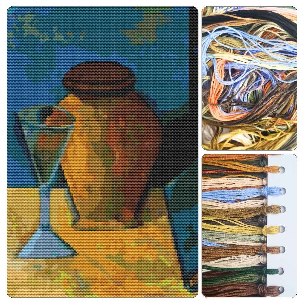 Pot, Glass and Book Cross Stitch Kit