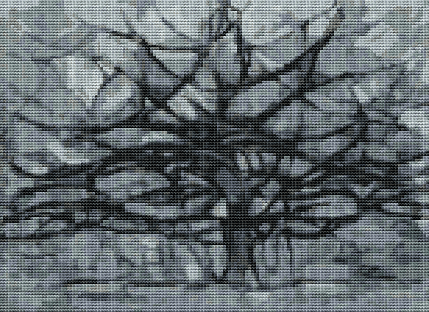 The Gray Tree Cross Stitch Pattern by Piet Mondrian