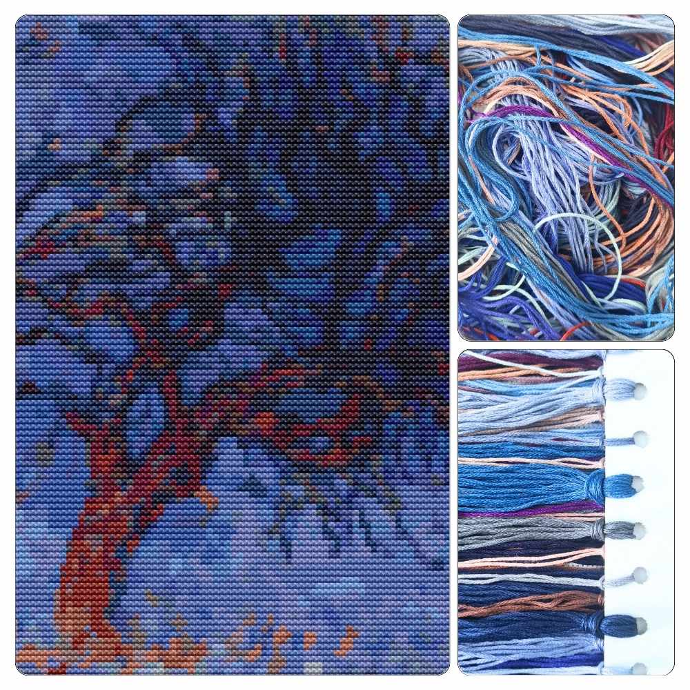 Evening Red Tree Cross Stitch Kit