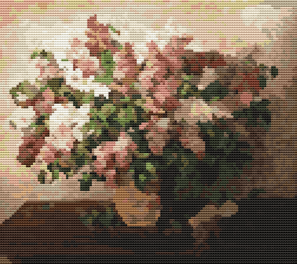 Lilacs in a Basket Cross Stitch Pattern by Pyotr Konchalovsky