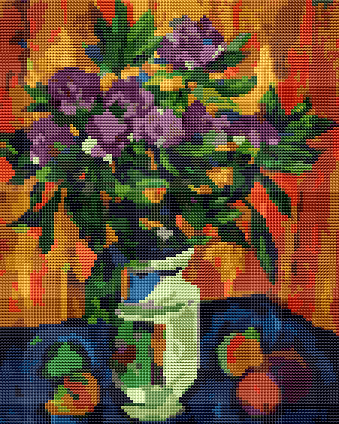 Still Life with Peonies in a Vase Cross Stitch Pattern by Pyotr Konchalovsky