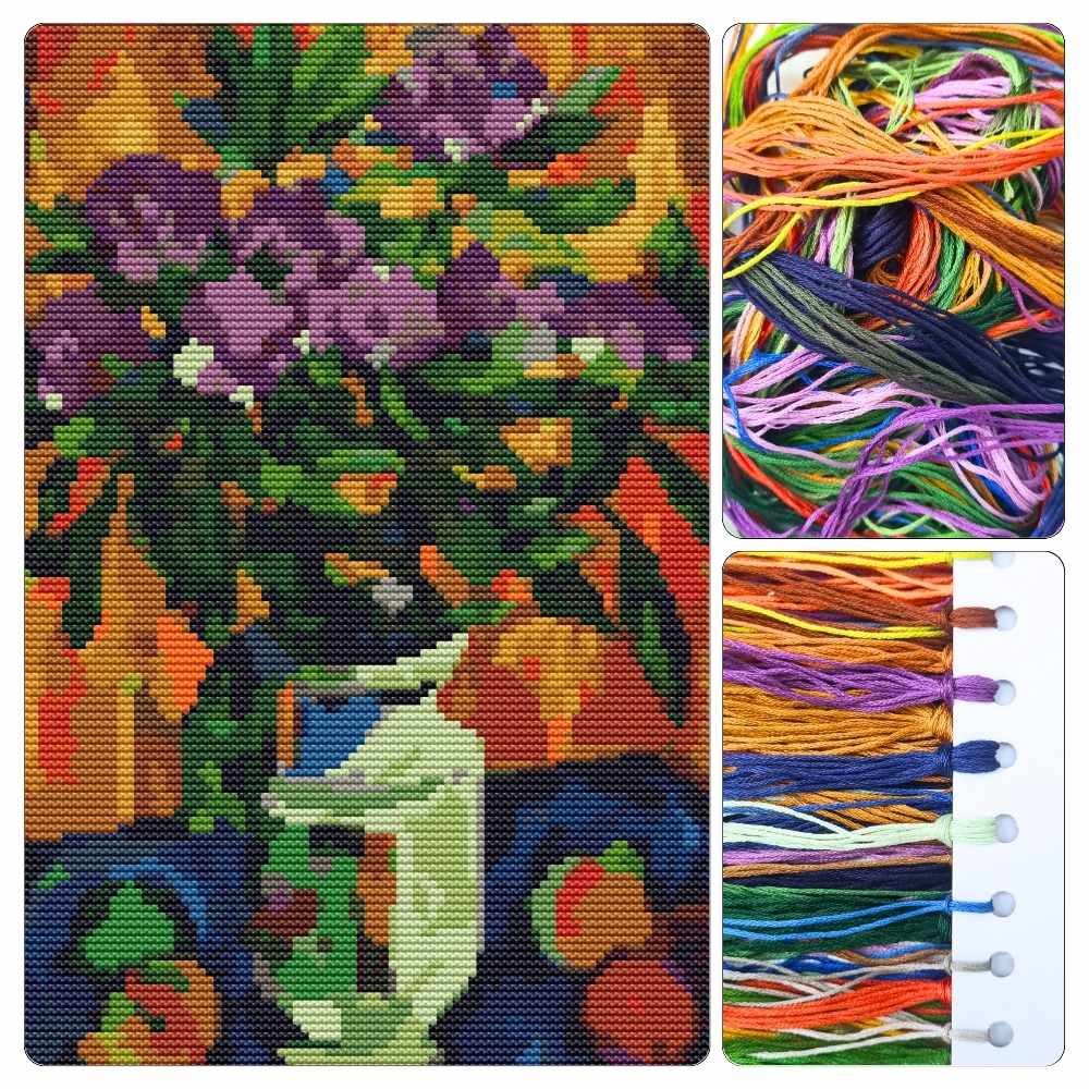 Still Life with Peonies in a Vase Cross Stitch Kit - Premium Cross Stitch Kit - Pyotr Konchalovsky