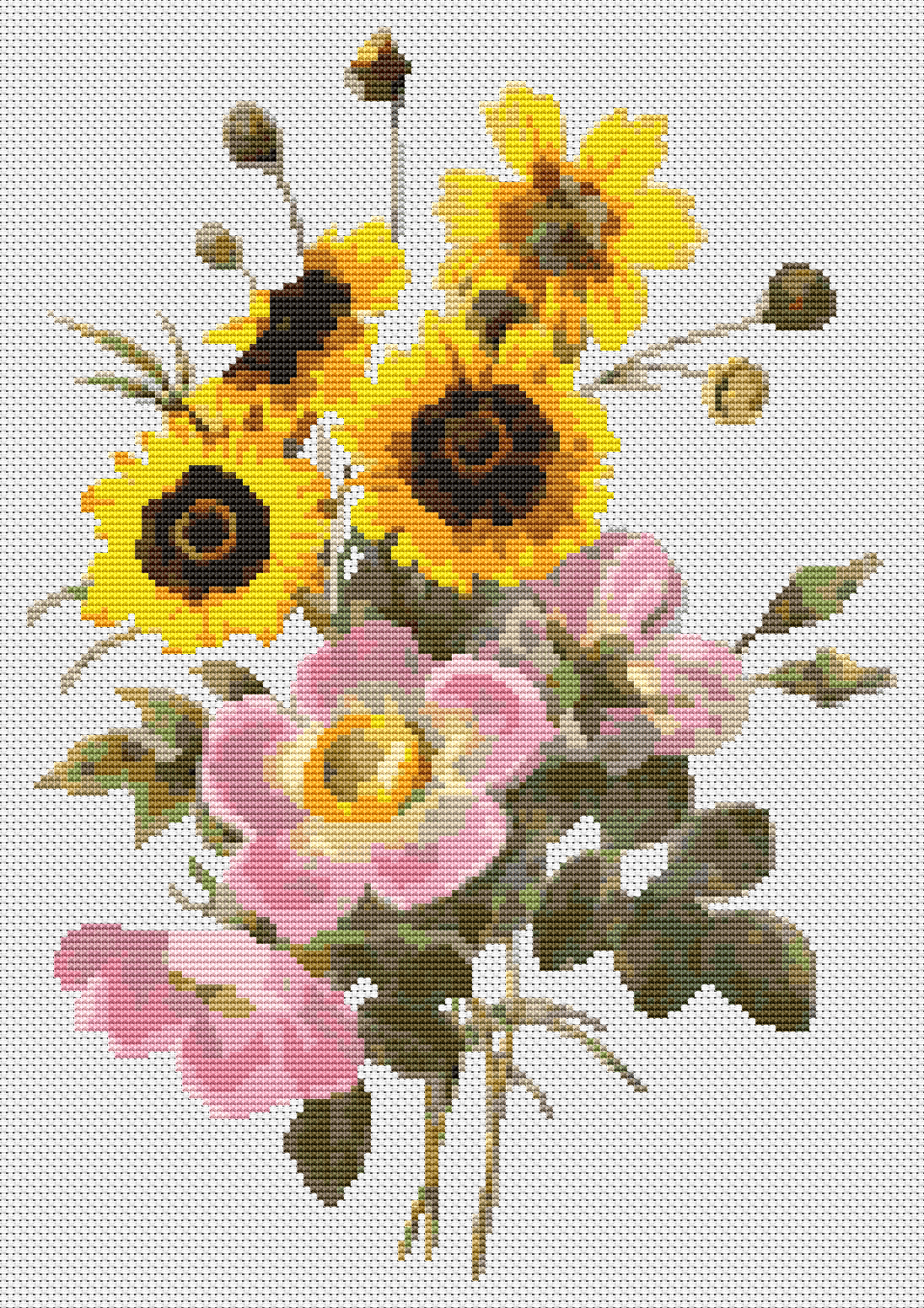 Flowers Cross Stitch Pattern by Pierre - Joseph Redouté