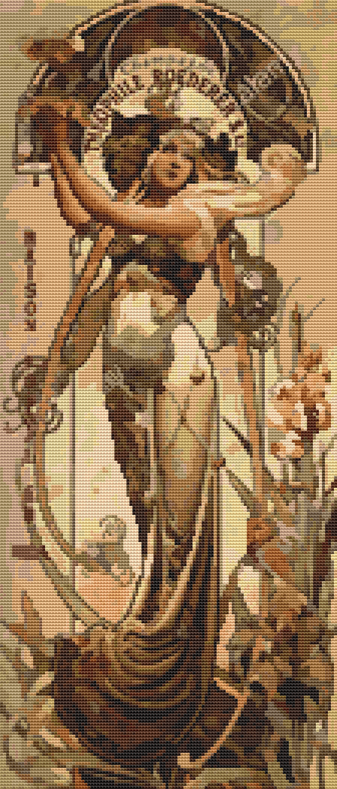 Theophile Roederer's Champagne Cross Stitch Pattern by Alphonse Mucha