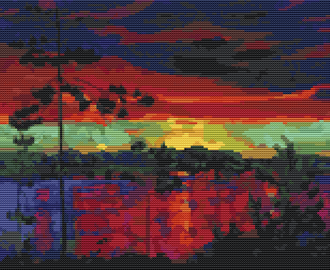 At Sunset Cross Stitch Pattern by Arkady Alexandrovich Rylov