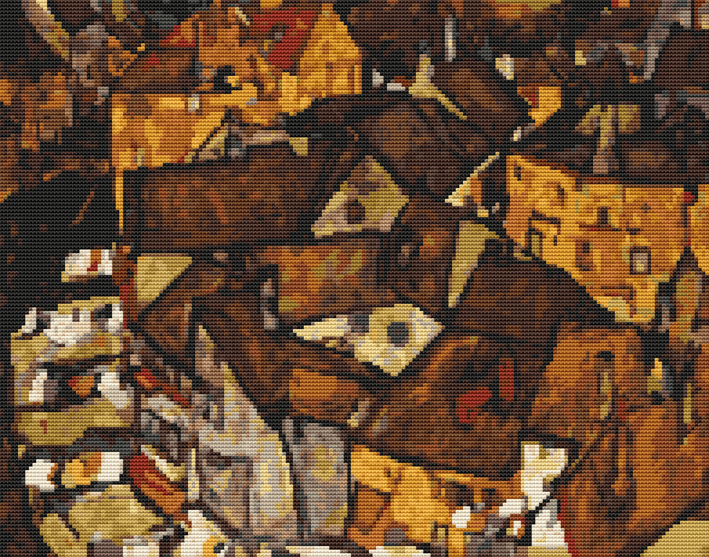 Crescent of Houses Cross Stitch Kit by Egon Schiele