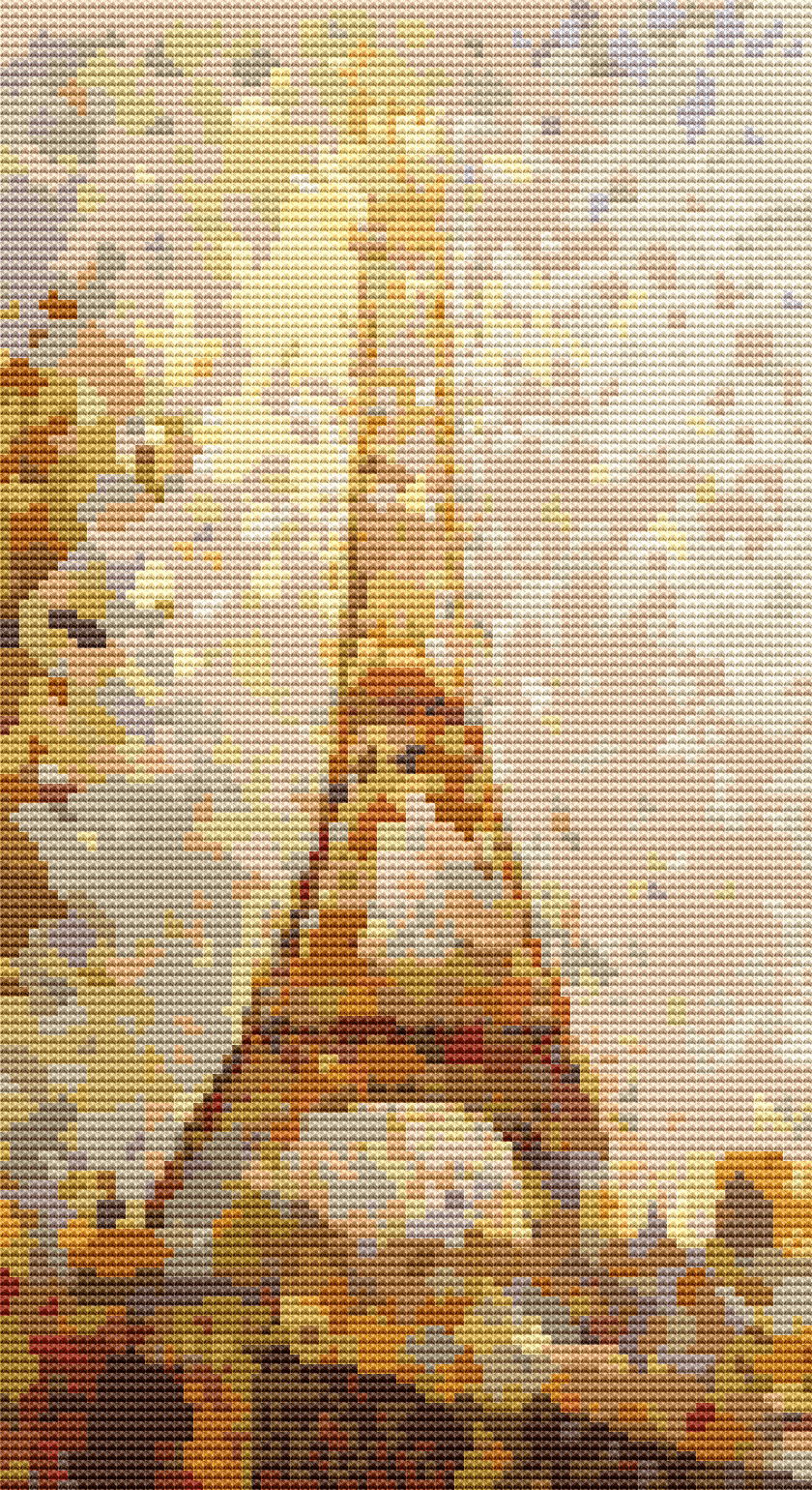 Eiffel Tower Cross Stitch Pattern by Georges Seurat