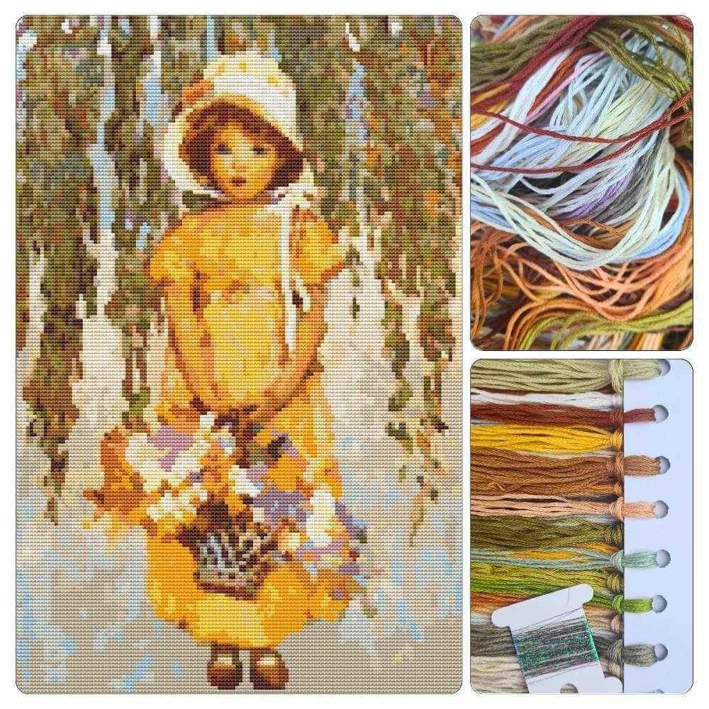 Girl with Posies Cross Stitch Kit