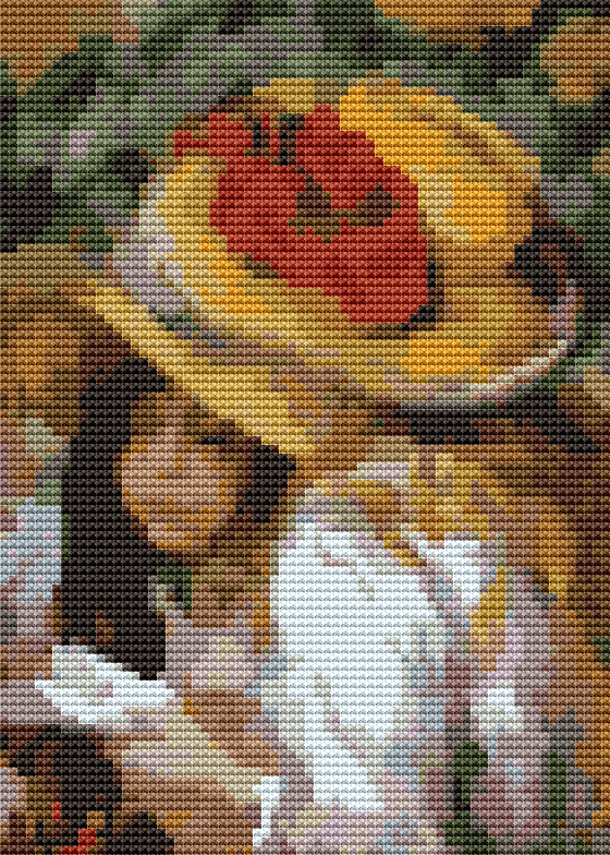 Two Young Girls Reading Mini Cross Stitch Pattern by Pierre - Auguste Renoir