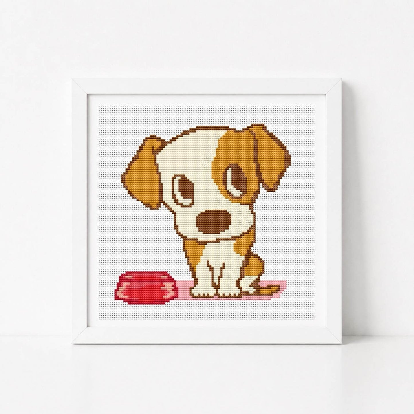 Puppy Chow Time Mini Cross Stitch Kit - Mini Cross Stitch Kit - The Art of Stitch