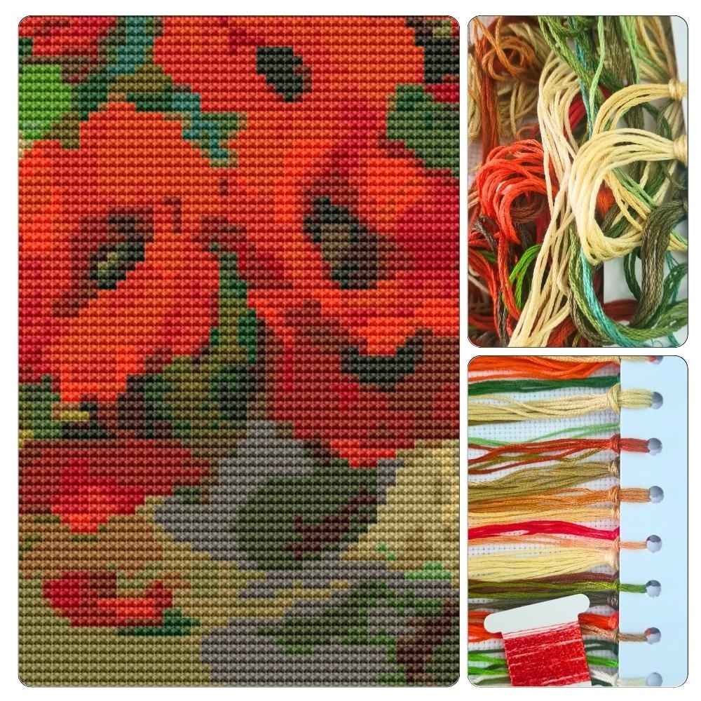 Poppies in a Vase Mini Cross Stitch Kit