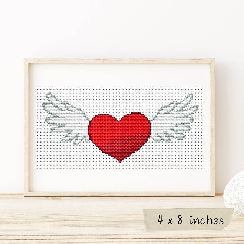 Winged Heart Mini Cross Stitch Pattern by The Art of Stitch