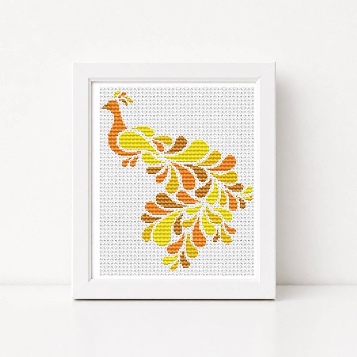 Abstract Peacock in Yellow Cross Stitch Kit - Mini Cross Stitch Kit - The Art of Stitch