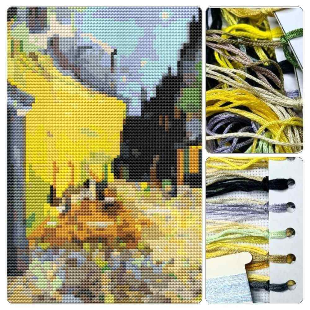 Cafe Terrace at Night Mini Cross Stitch Kit
