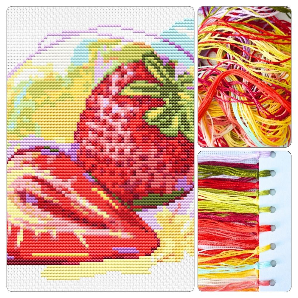 Fresh Strawberries Cross Stitch Kit - Mini Cross Stitch Kit - The Art of Stitch