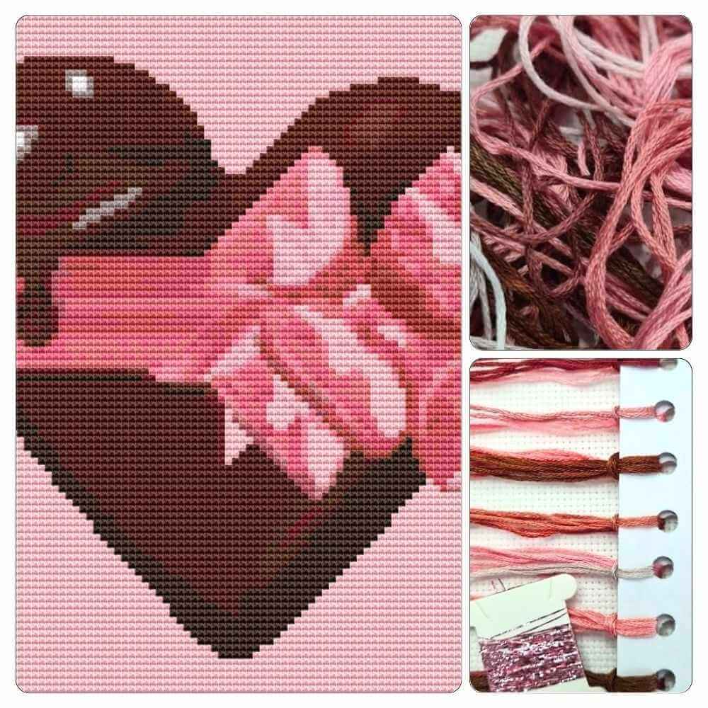 Chocolate Heart Cross Stitch Kit