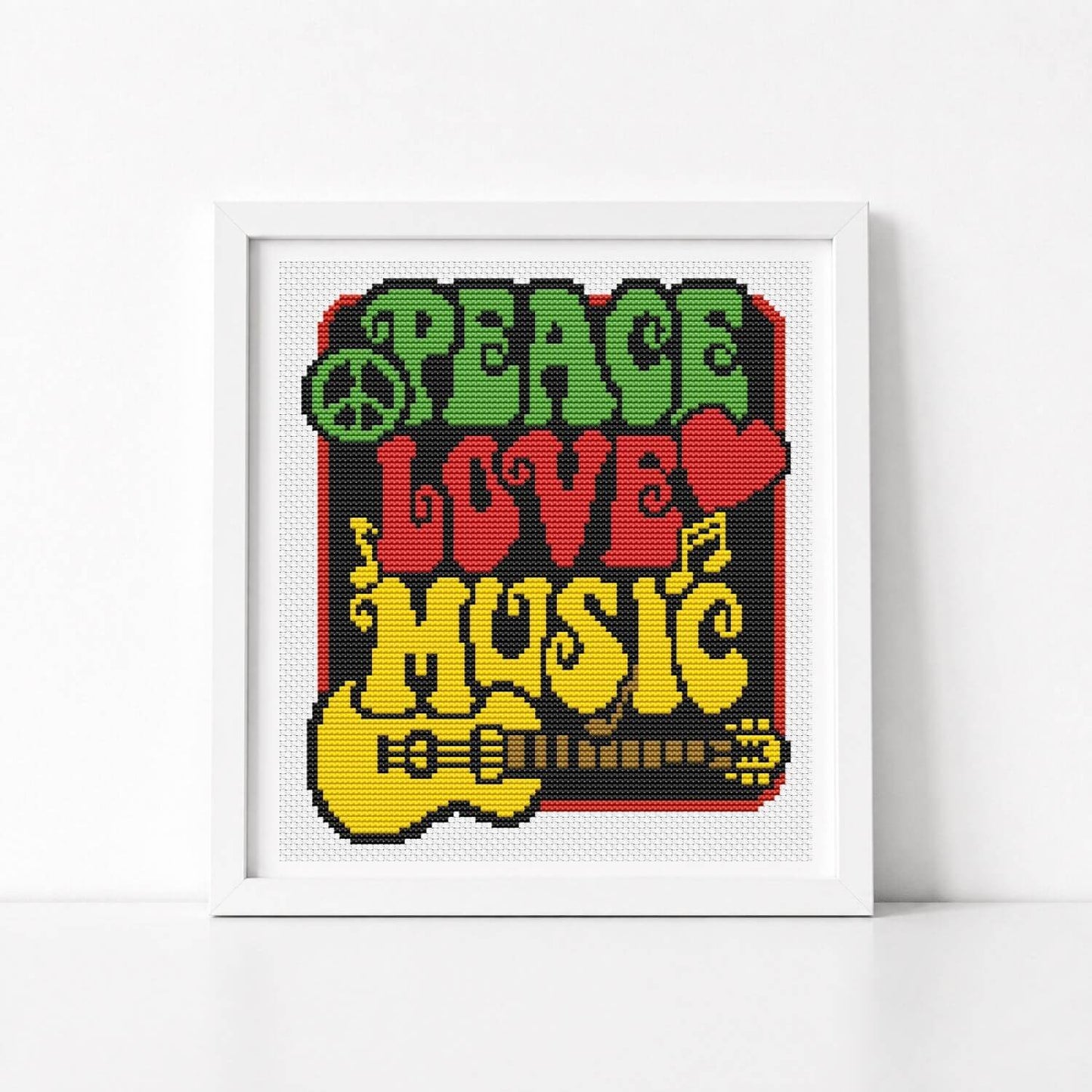 Peace, Love and Music Cross Stitch Kit - Mini Cross Stitch Kit - The Art of Stitch