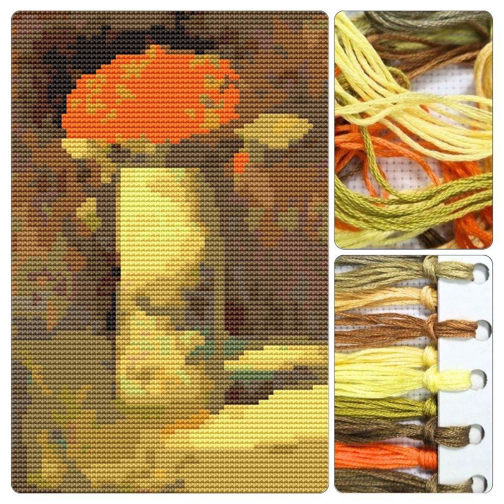 Flowers in Vase Mini Cross Stitch Kit by Georges Seurat