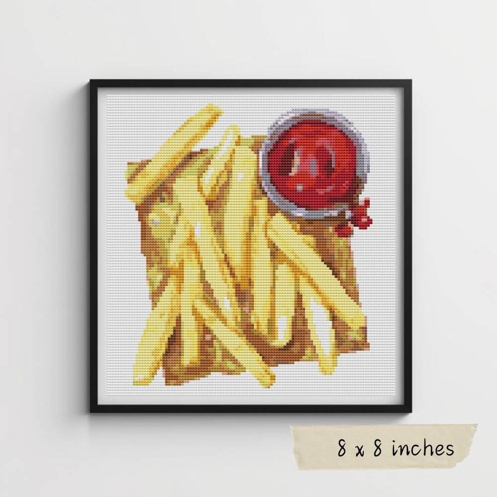 French Fries and Sauce Cross Stitch Pattern