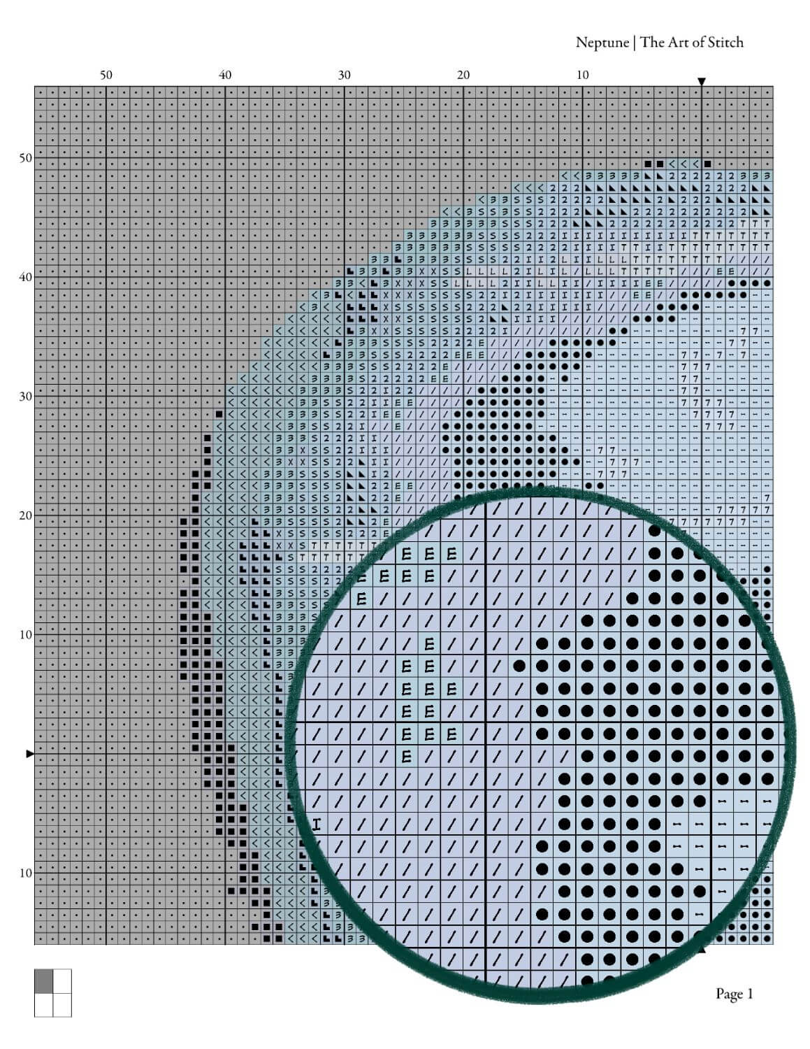 Neptune Cross Stitch Pattern - Mini Cross Stitch Pattern - The Art of Stitch