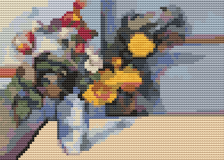 Still Life Mini Cross Stitch Pattern by Paul Cezanne