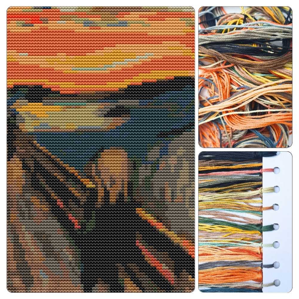 The Scream Mini Cross Stitch Kit - Mini Cross Stitch Kit - Edvard Munch