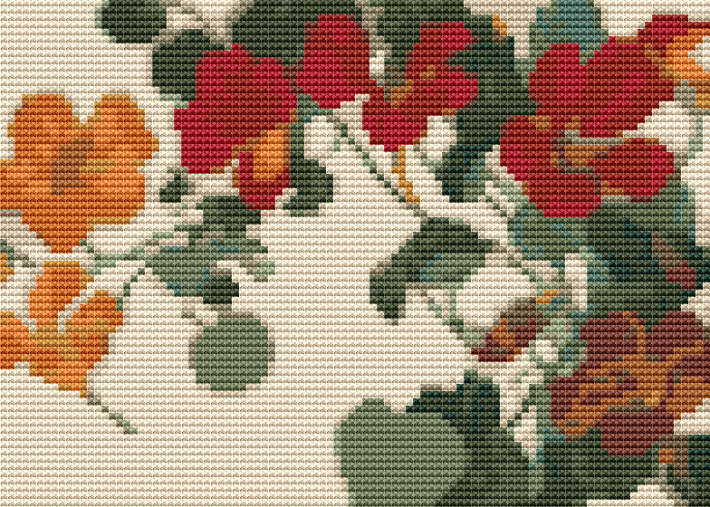 Nasturtium Mini Cross Stitch Pattern by Tanigami Konan