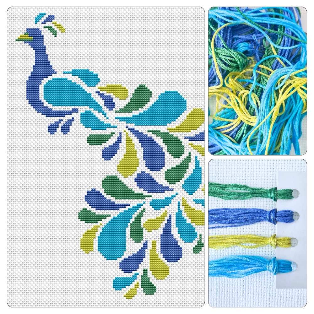 Abstract Peacock Cross Stitch Kit