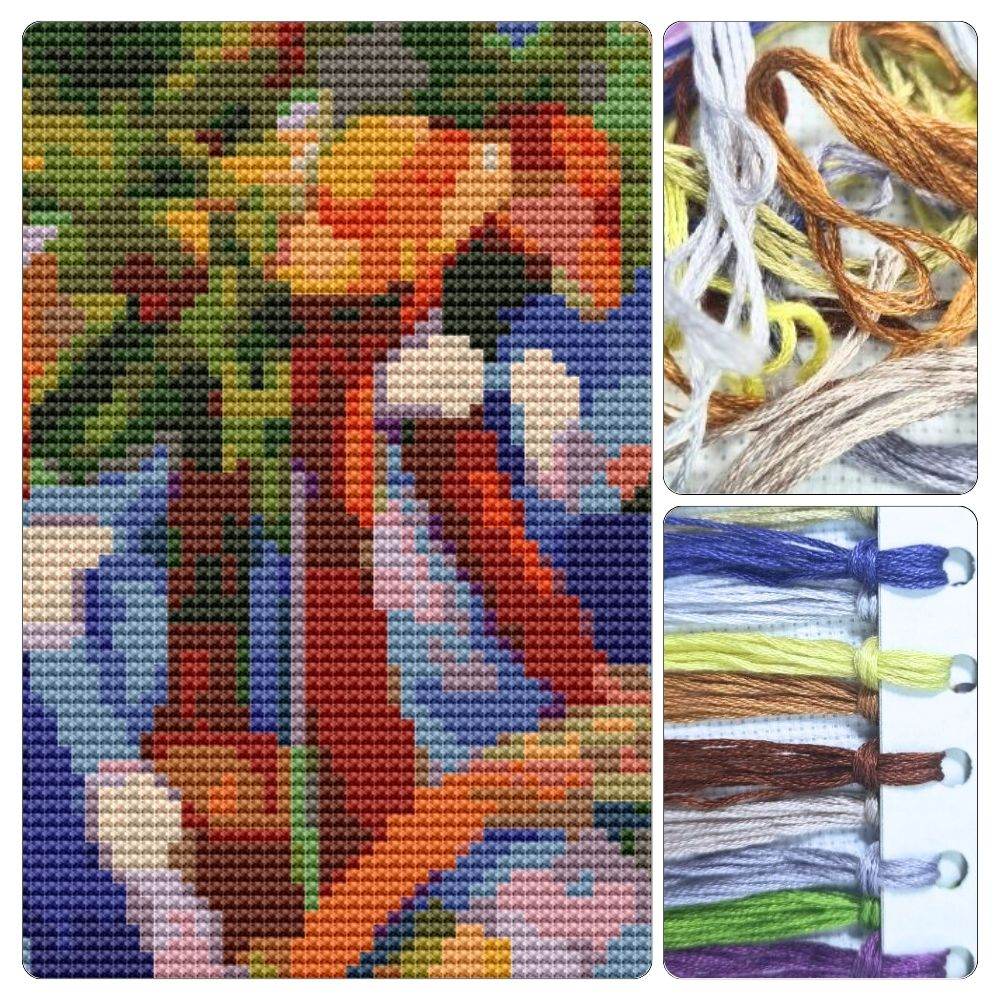 Girl Under the Trees Mini Cross Stitch Kit by August Macke