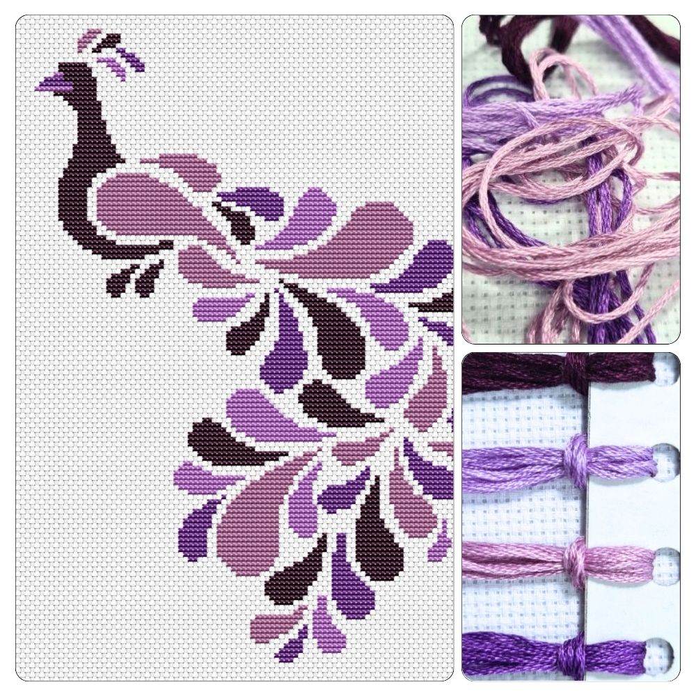 Abstract Peacock in Purple Cross Stitch Kit - Lisa Fischer
