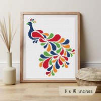 Abstract Peacock in Rainbow Cross Stitch Pattern