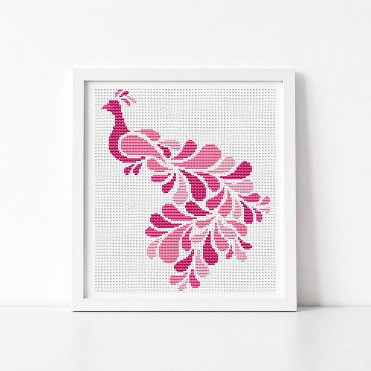 Abstract Peacock in Pink Cross Stitch Pattern - Mini Cross Stitch Pattern - Lisa Fischer