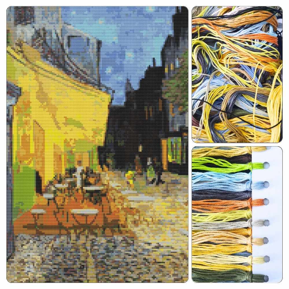 Cafe Terrace at Night Cross Stitch Kit