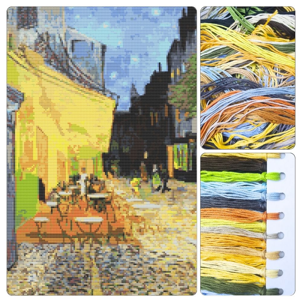Cafe Terrace at Night Cross Stitch Kit - Premium Cross Stitch Kit - Vincent Van Gogh