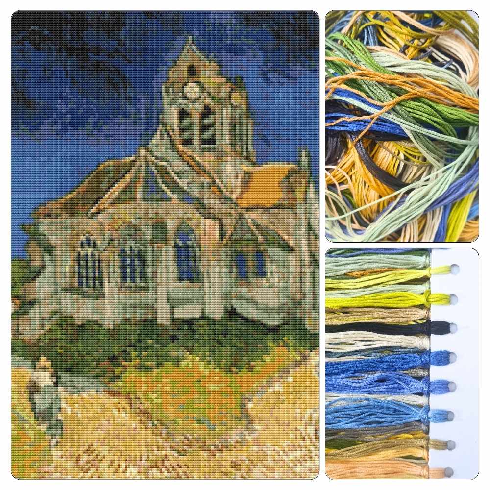The Church at Auvers Sur Oise Cross Stitch Kit
