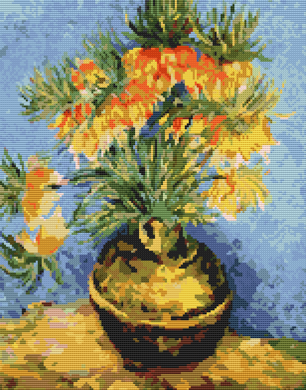 Fritillaries in a Copper Vase Cross Stitch Pattern by Vincent Van Gogh