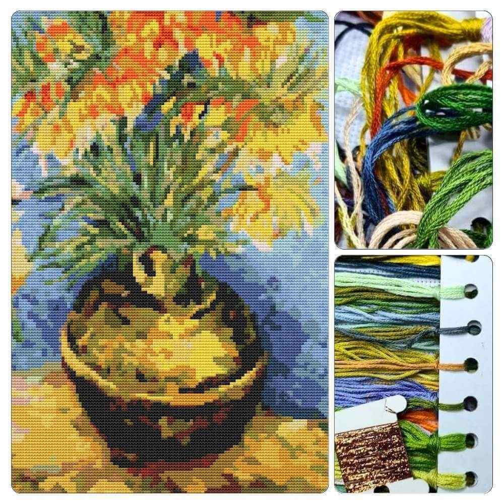 Fritillaries in a Copper Vase Cross Stitch Kit